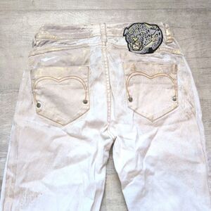 Apple Bottom Jeans Vtg 90s/Y2k Embroidered Leopard Womens Size 3/4 Beige Skinny